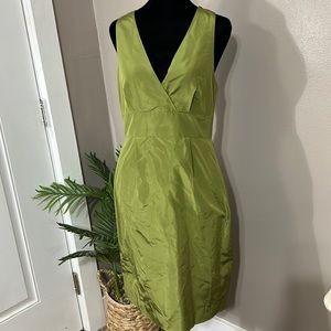 J Crew olive green 100% silk halter dress surplice neck crossed straps Women’s 6